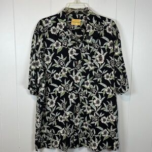 Tommy Bahama 100% Silk Short Sleeve Floral Hawaiian Shirt sz Large